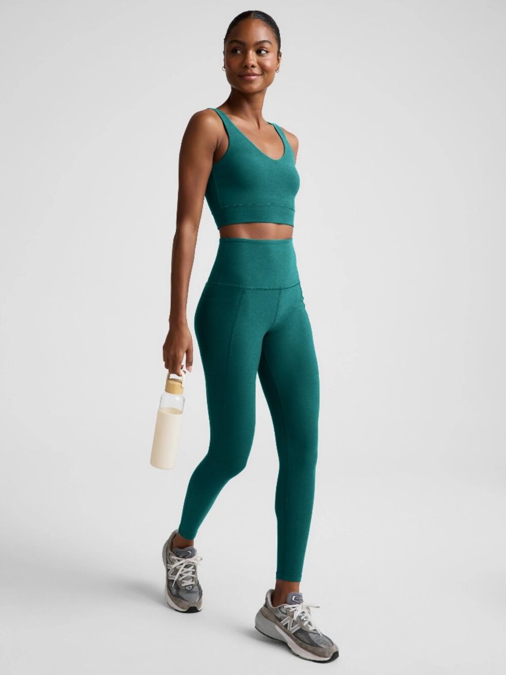 NEW Beyond Yoga Spacedye Out of Pocket High Waisted Midi Leggings in Teal Sea